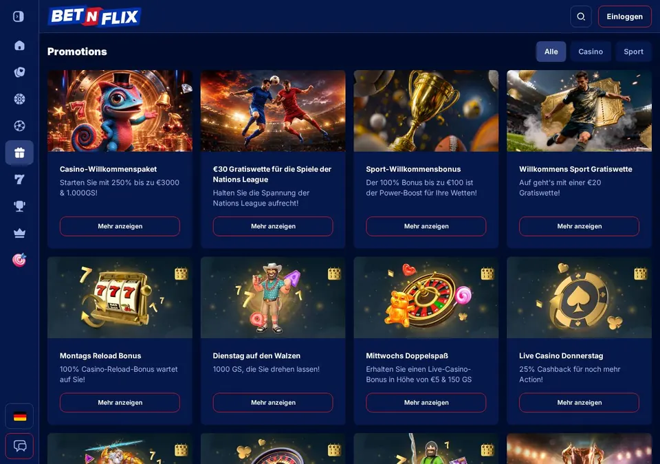 Betnflix: Bonusseite (Screenshot von betnflix.com)