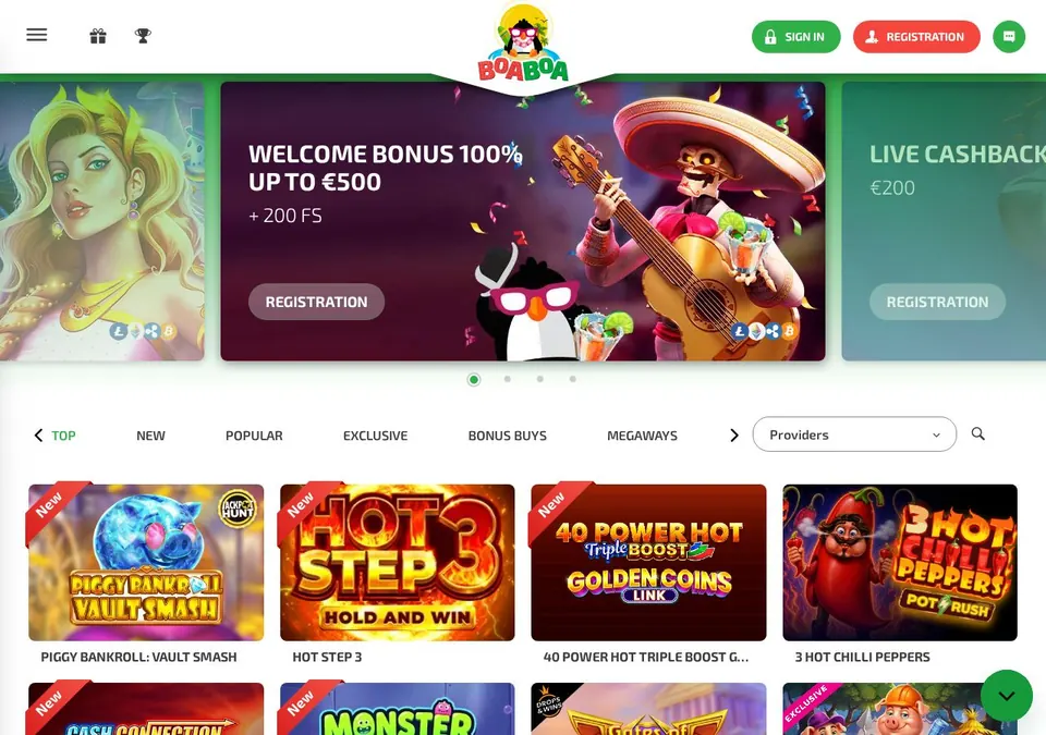 BoaBoa: Spieleübersicht (Screenshot von boaboa.com)