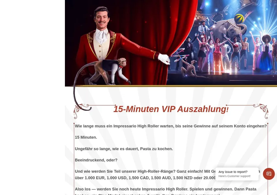 Impressario Casino: Kassenseite mit Zahlungsmethoden (Screenshot von impressariocasino.com)