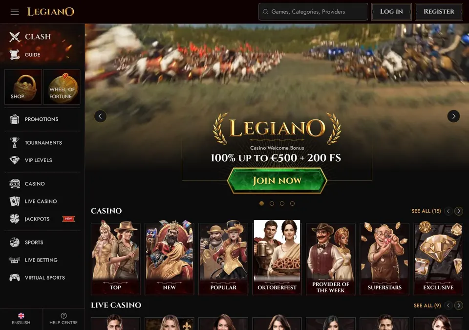 Legiano: Startseite (Screenshot von legiano.com)