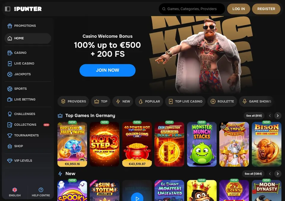 Mrpunter: Startseite (Screenshot von mrpunter.com)