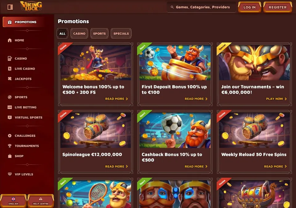 Vikingluck: Bonusseite (Screenshot von vikingluck.com)