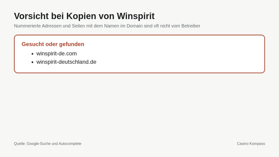 Warnung vor Kopien und Spiegelseiten von Winspirit